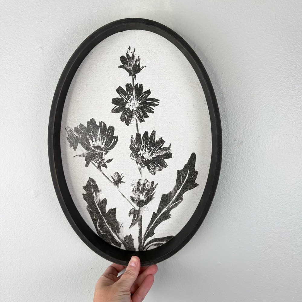 Hobby Lobby Botanical Floral Oval Wall Decor Black White Vintage Style